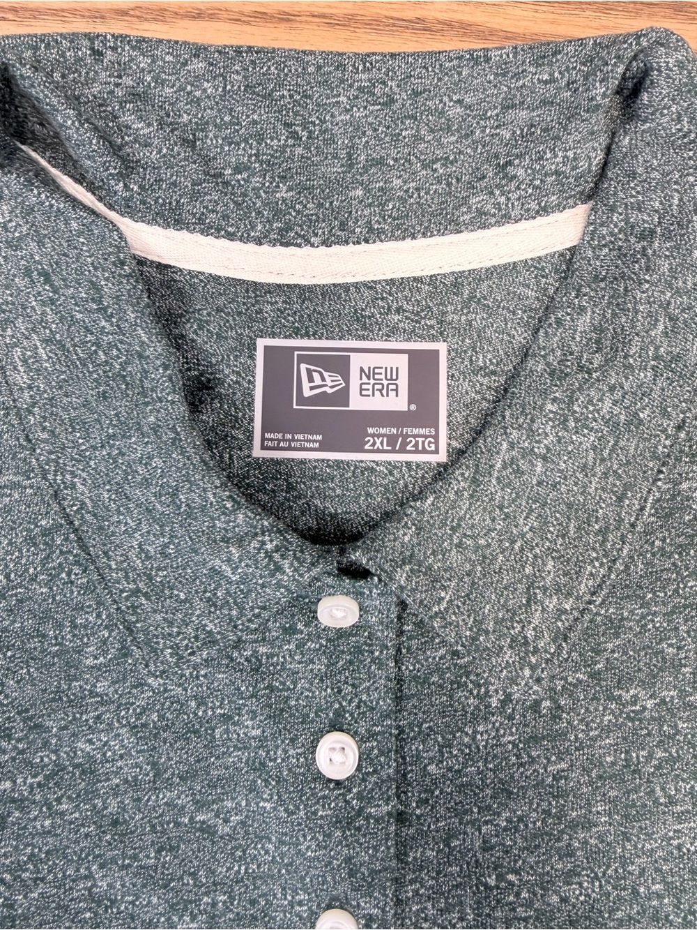 New Era brand new wo tags ladies Heather Forest Green Button-Down soft polo tee